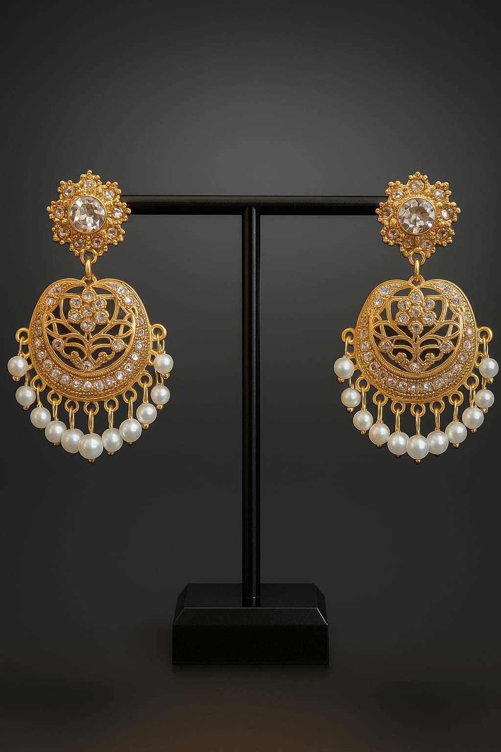Barokke Oorbellen - Goud, Strass & Parels