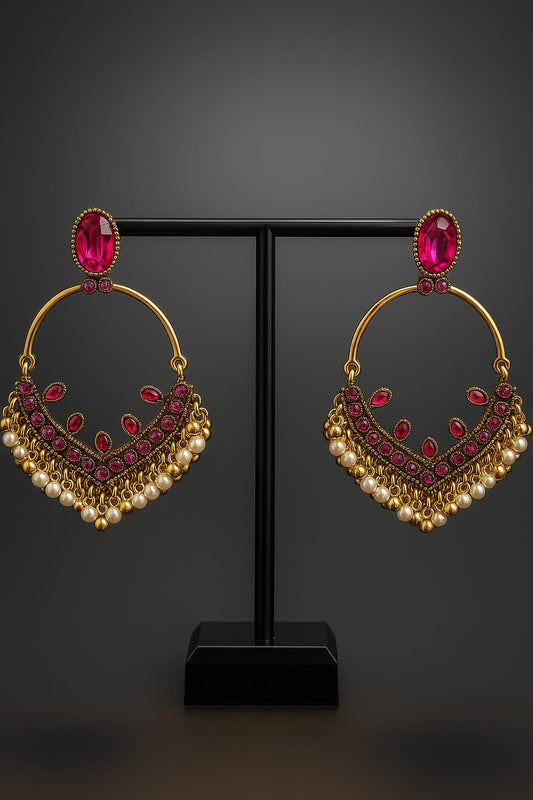 Indiase Jhumka Oorbellen – Vintage Gypsy Dangle Strass Statement