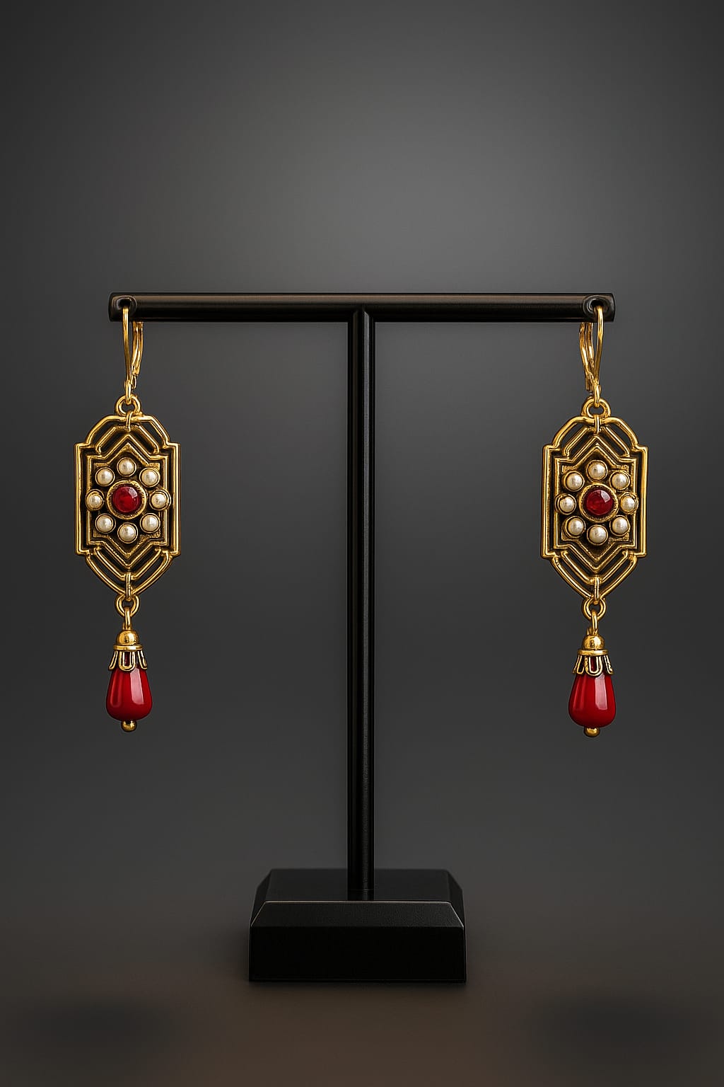 Oorbellen Boho Waterdrop met Goudkleur & Steen